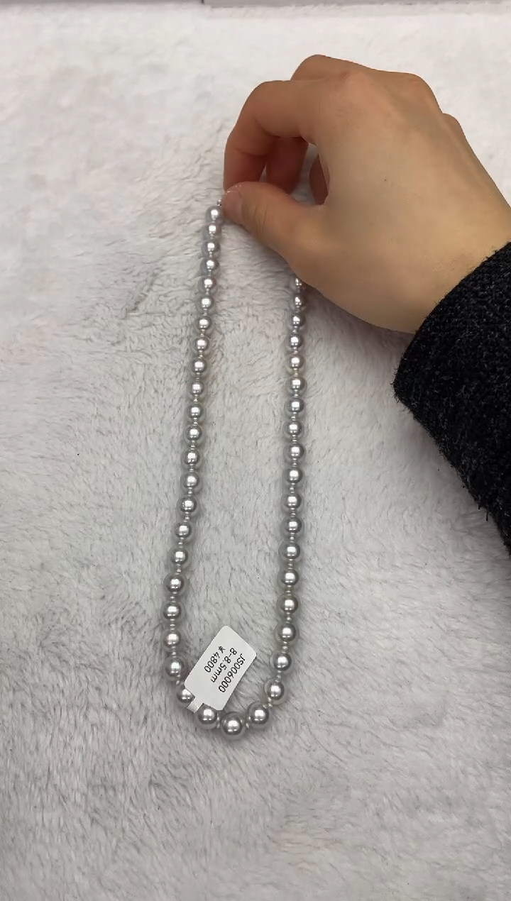 【闪购商品】海水珍珠项链银S925镶嵌AK真多麻8-8.5mm（多样性发一）