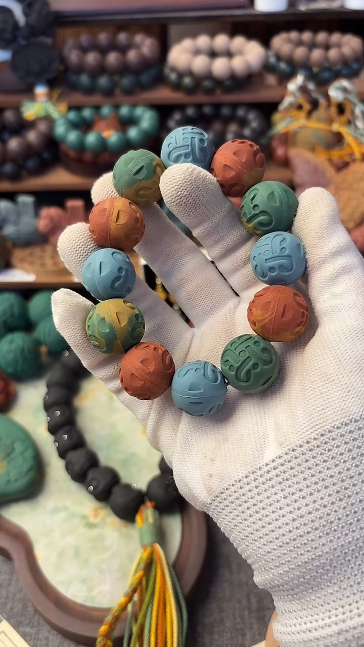 泥塑多宝吉祥珠手串一条体验款