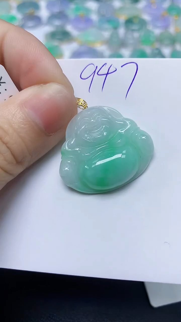 翡翠18K金镶嵌颈饰天然自然緬甸A貨翡翠