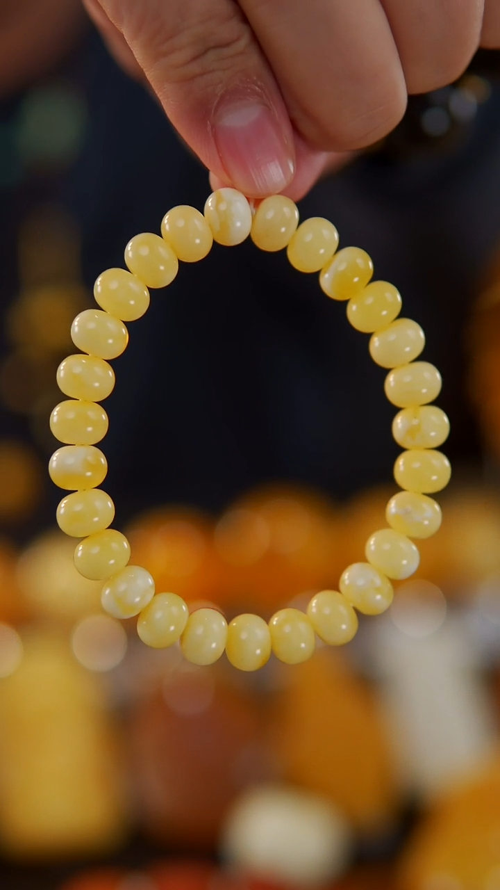 【闪购商品】蜜蜡裸石未镶嵌俄料算盘珠手串10.77