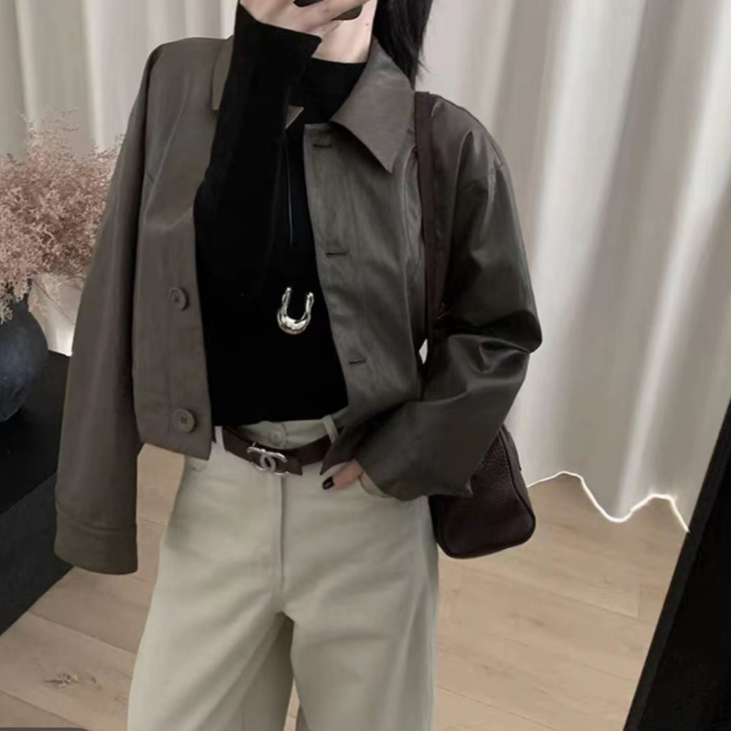 升级版小立领款双面磨毛打底衫