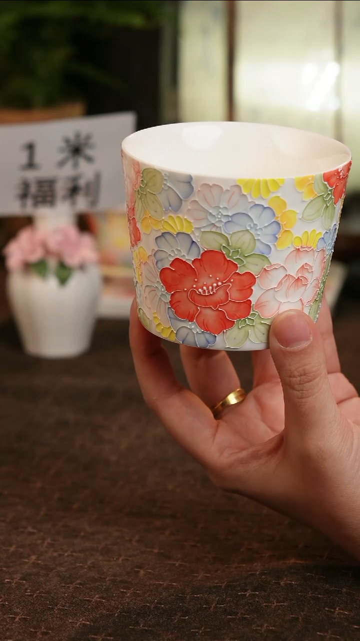 【闪购商品】610九寻景德镇手工手绘法华彩茶杯