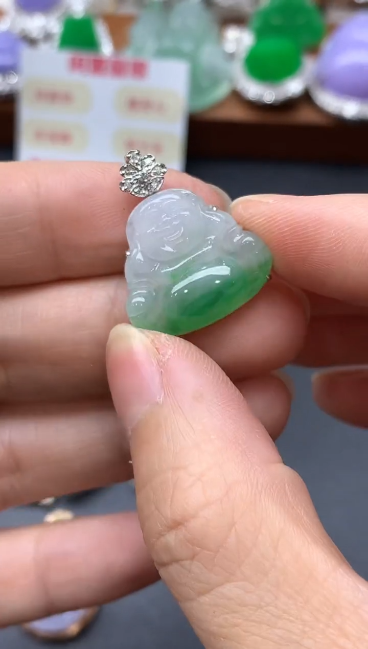 颈饰18K金镶嵌翡翠420-中国好珍宝