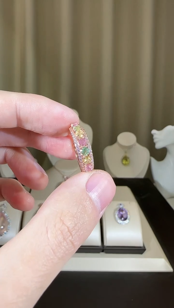 【闪购商品】碧玺戒指银S925镶嵌时尚