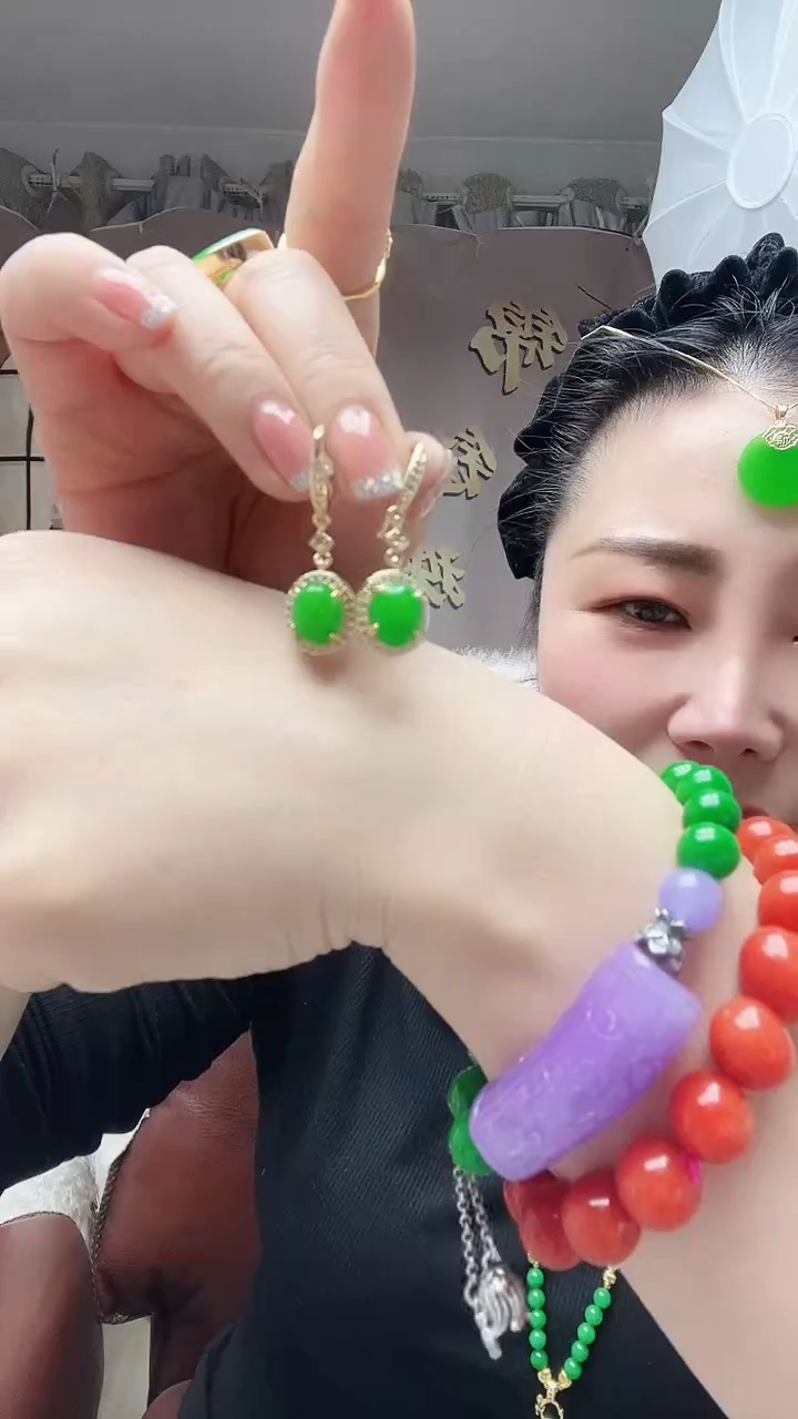 【闪购商品】翡翠耳饰14K金镶嵌096号