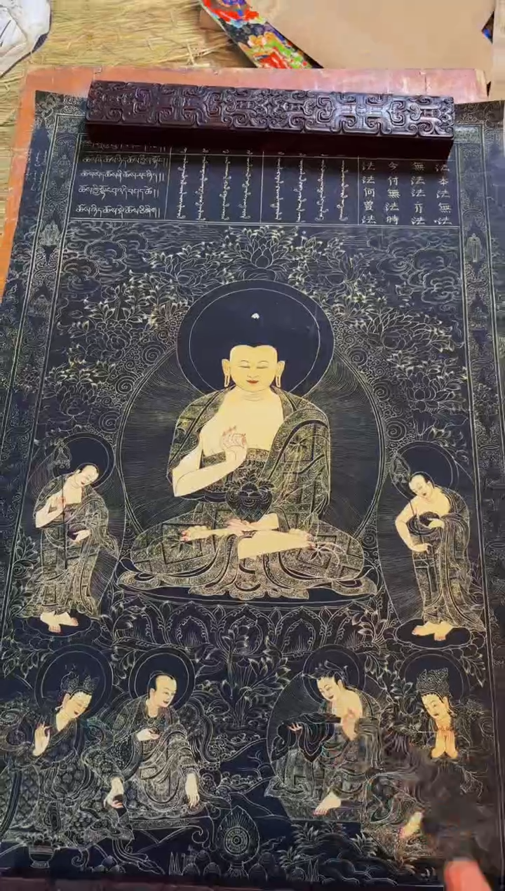 装裱画精品手绘唐卡链接--A034