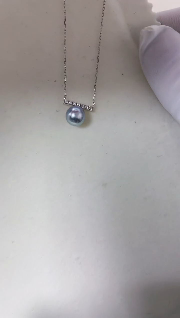 【闪购商品】海水珍珠饰品18K金镶嵌7-8真多麻色平衡木套链