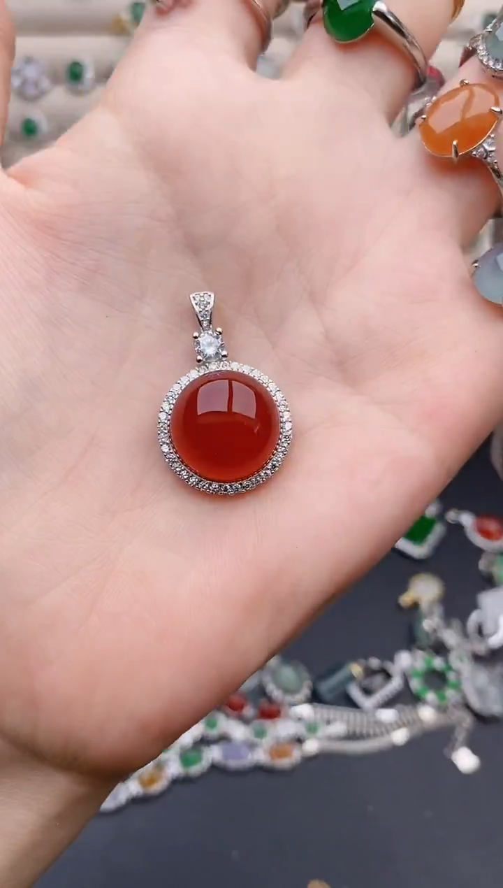 银S925镶嵌吊坠(赠链)玛瑙/玉髓0