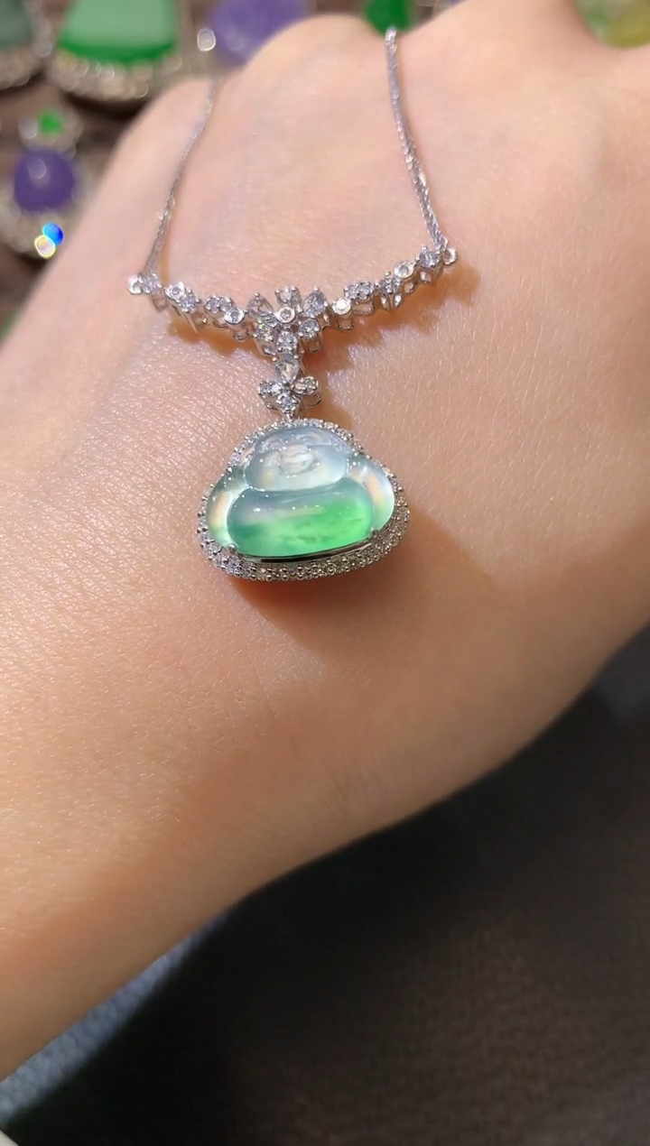 【闪购商品】翡翠套链18K金镶嵌D23翡翠