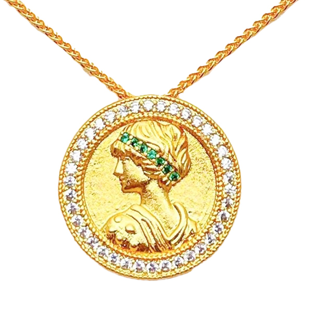 东方神韵【女皇印记】足金999莫桑镶钻吊坠小众黄金莫桑吊坠时尚轻