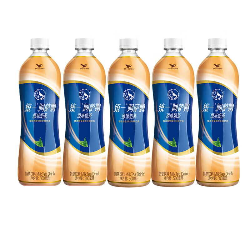10月9日到期 统一阿萨姆经典原味奶茶饮品 500ml*5瓶
