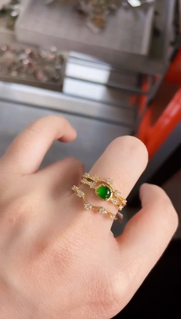 【闪购商品】翡翠戒指银S925镶嵌123331