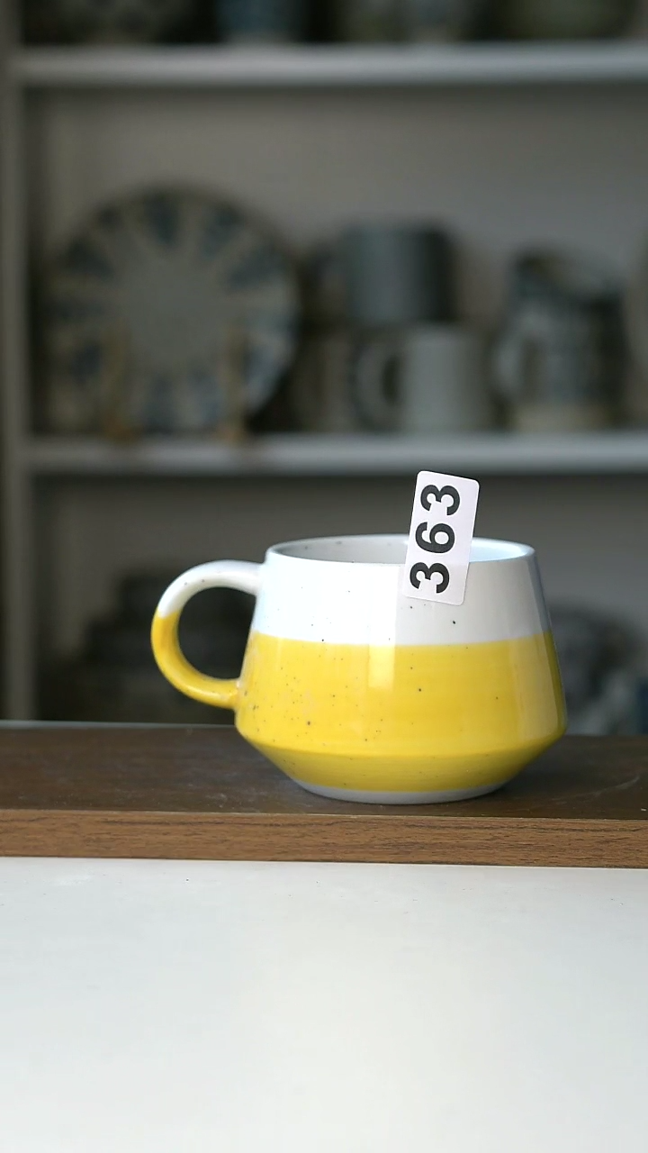 【闪购商品】陶瓷363粗陶黄拼大肚杯微瑕@4-2@