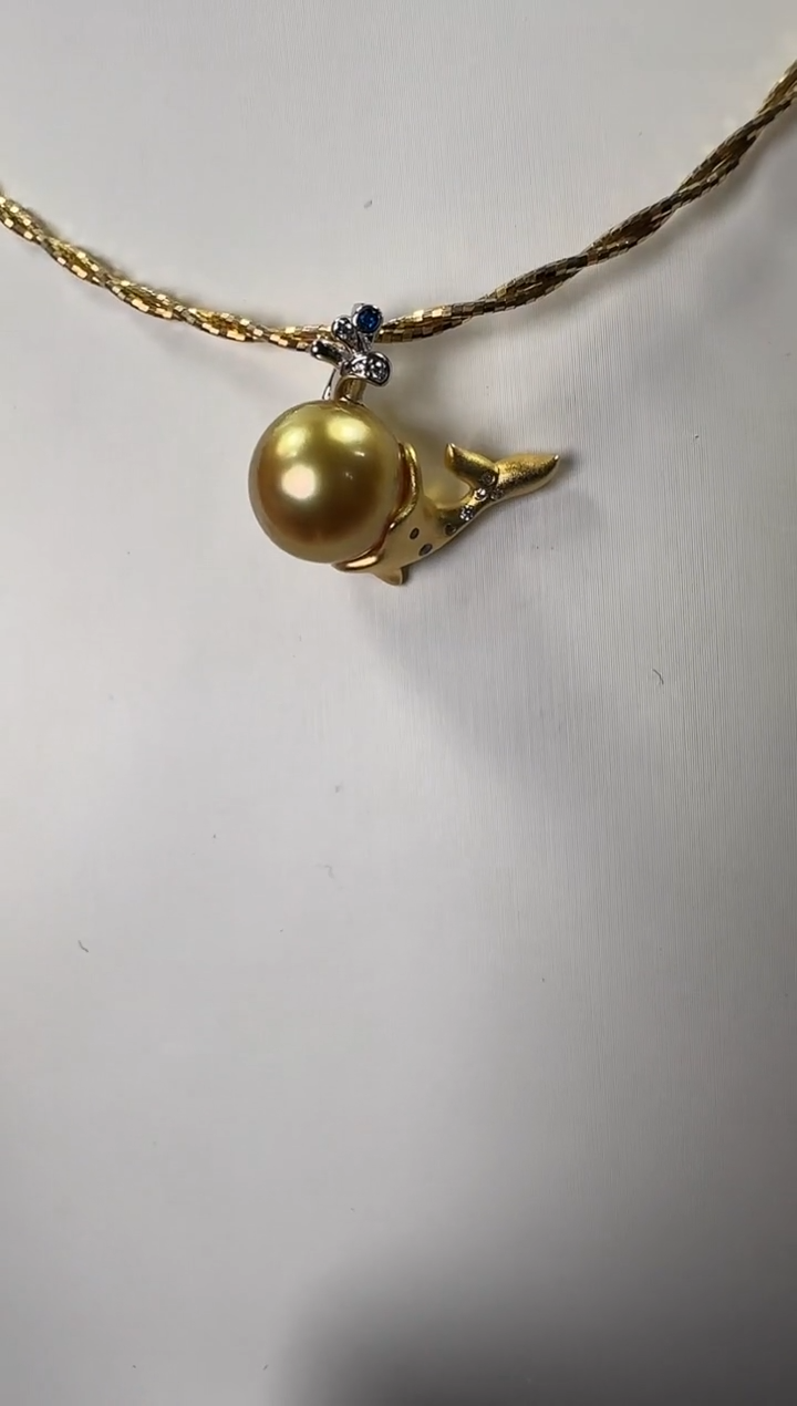 银S925镶嵌吊坠(不含链)海水珍珠南洋金珠11.8mm