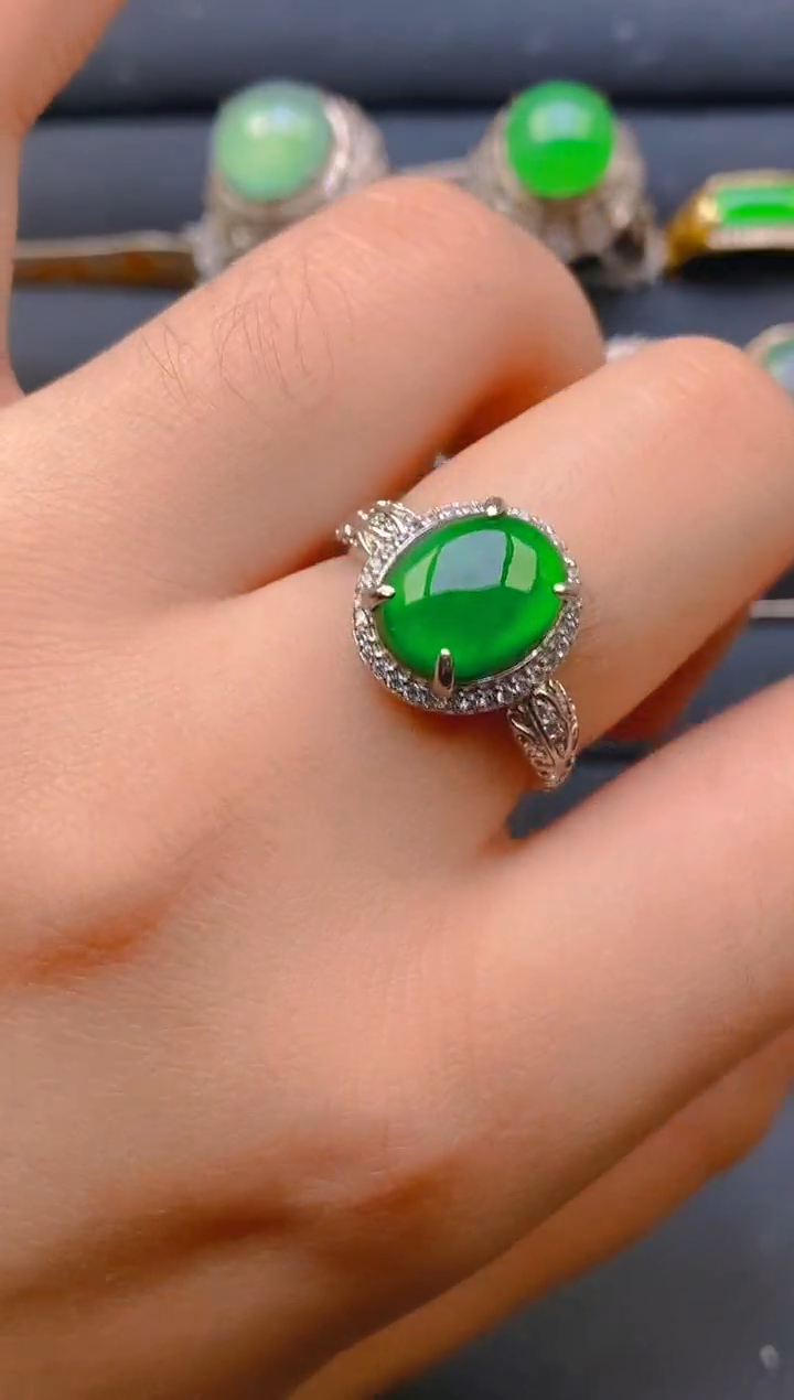 【闪购商品】翡翠戒指银S925镶嵌天然A货翡翠1