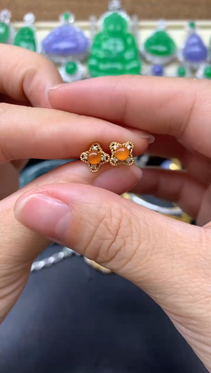 【闪购商品】翡翠耳饰18K金镶嵌102-中国好珍宝