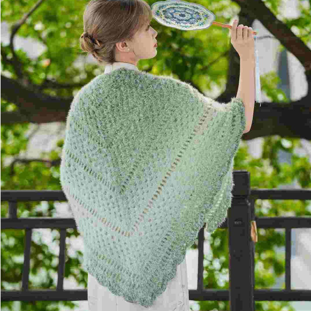 三角披肩材料包【含钩针加记号扣】手工编制DIY雪妃尔魔法球