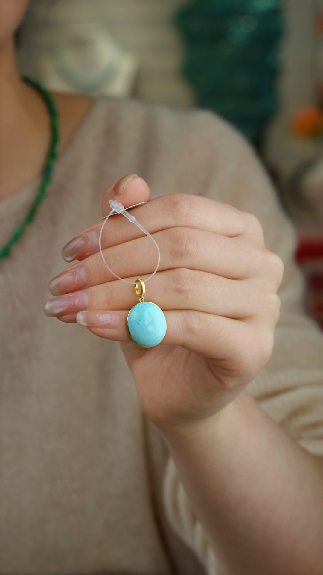 【闪购商品】绿松石吊坠(不含链)18K金镶嵌1