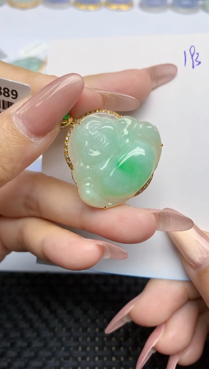 【闪购商品】翡翠颈饰18K金镶嵌天然A货翡翠 193