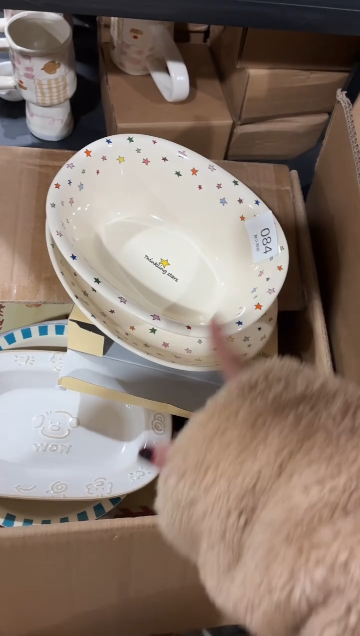 瓷084星星浴缸碗+椭圆盘默认微瑕