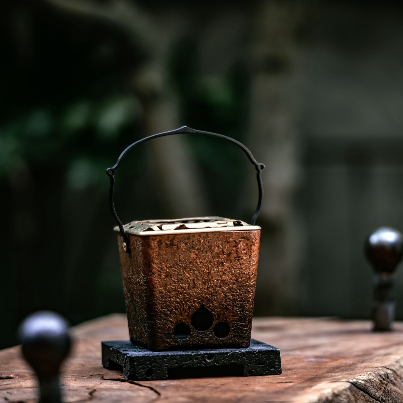 【春喜铜】T2紫铜纯手工捶打四方乾坤炉深：10cm礼盒款