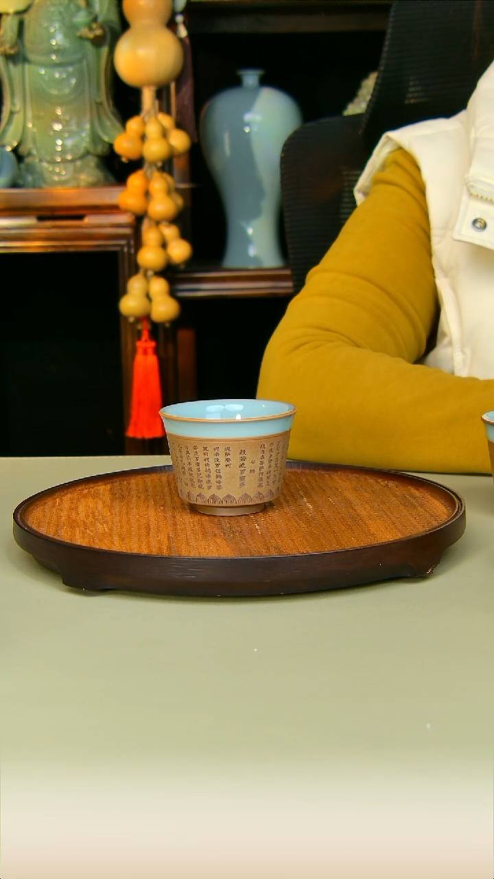汝瓷心经杯全手工原矿天青