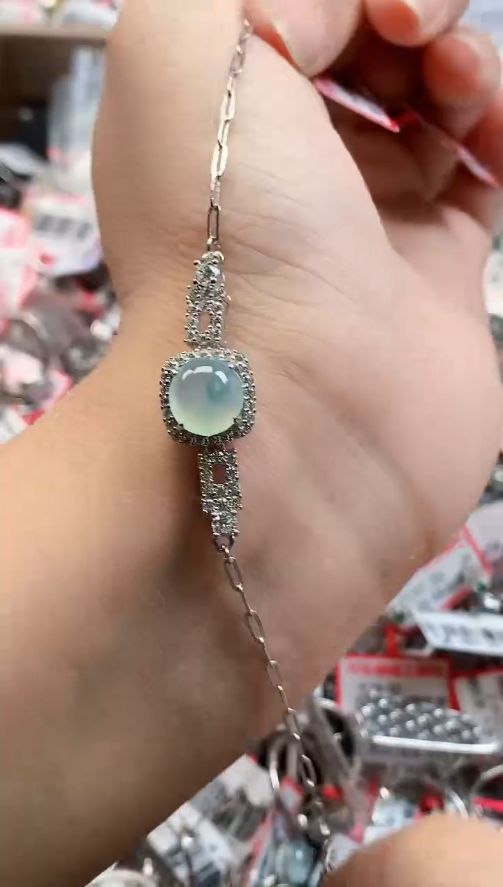 银S925镶嵌戒指翡翠天然A货缅甸翡翠