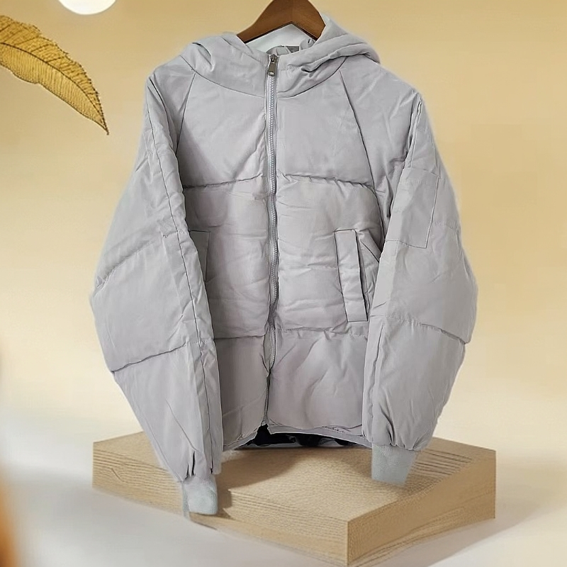 370灰色简约棉服   没了