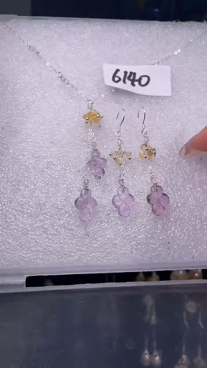 银S925镶嵌耳饰紫晶喜欢拍