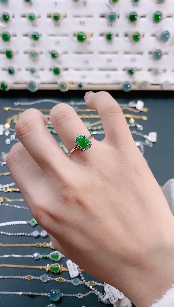 【闪购商品】翡翠戒指银S925镶嵌天然翡翠