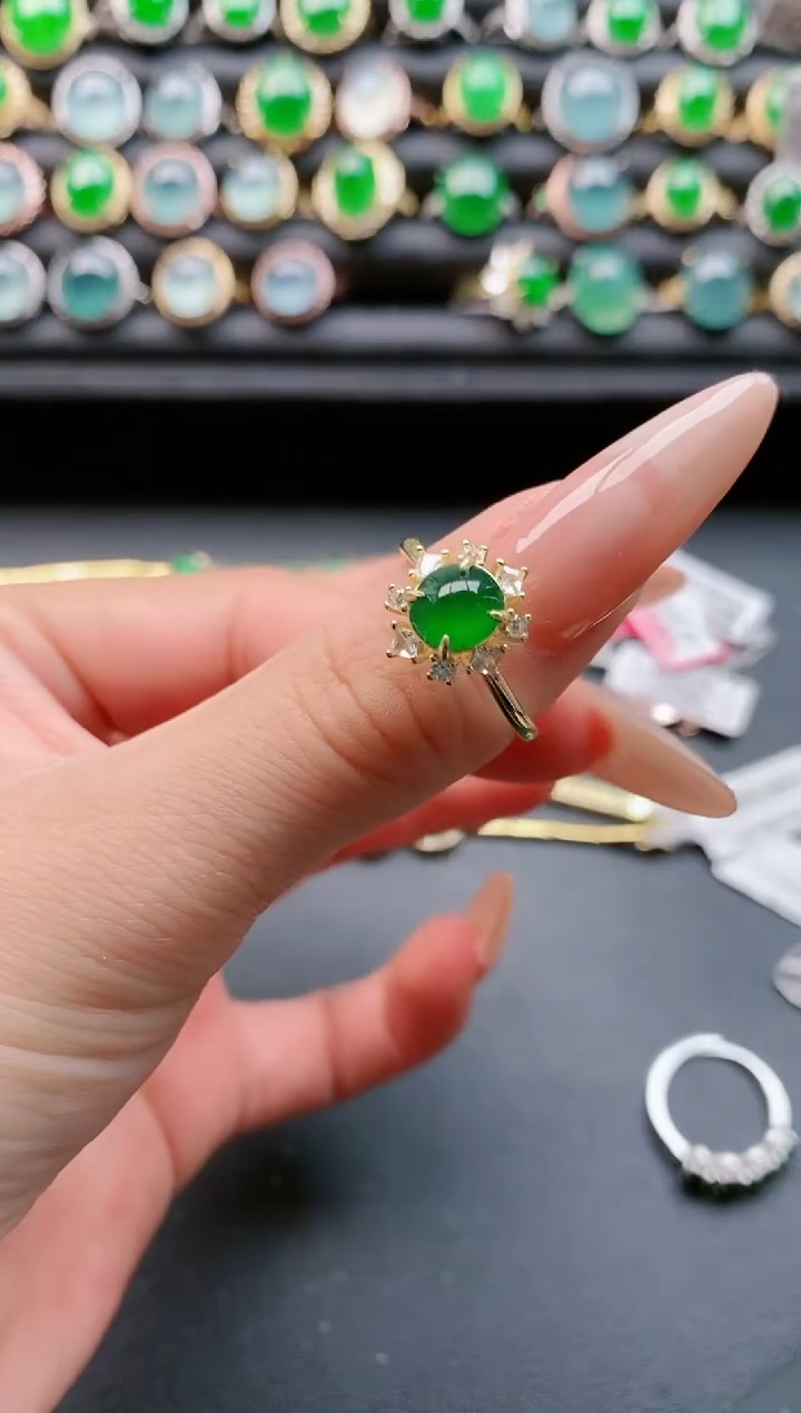 【闪购商品】翡翠戒指银S925镶嵌1111111