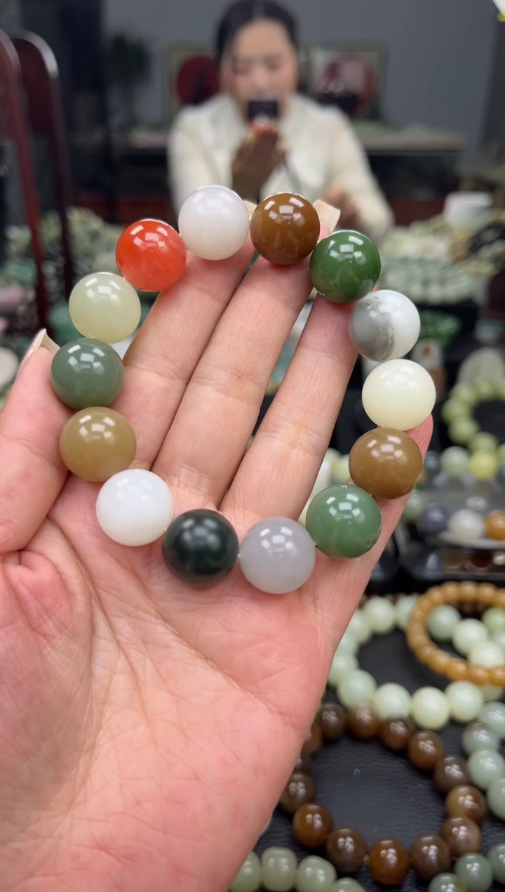 【闪购商品】和田玉手串未镶嵌多宝卡16