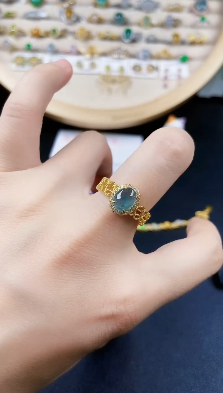 翡翠银S925镶嵌戒指54656