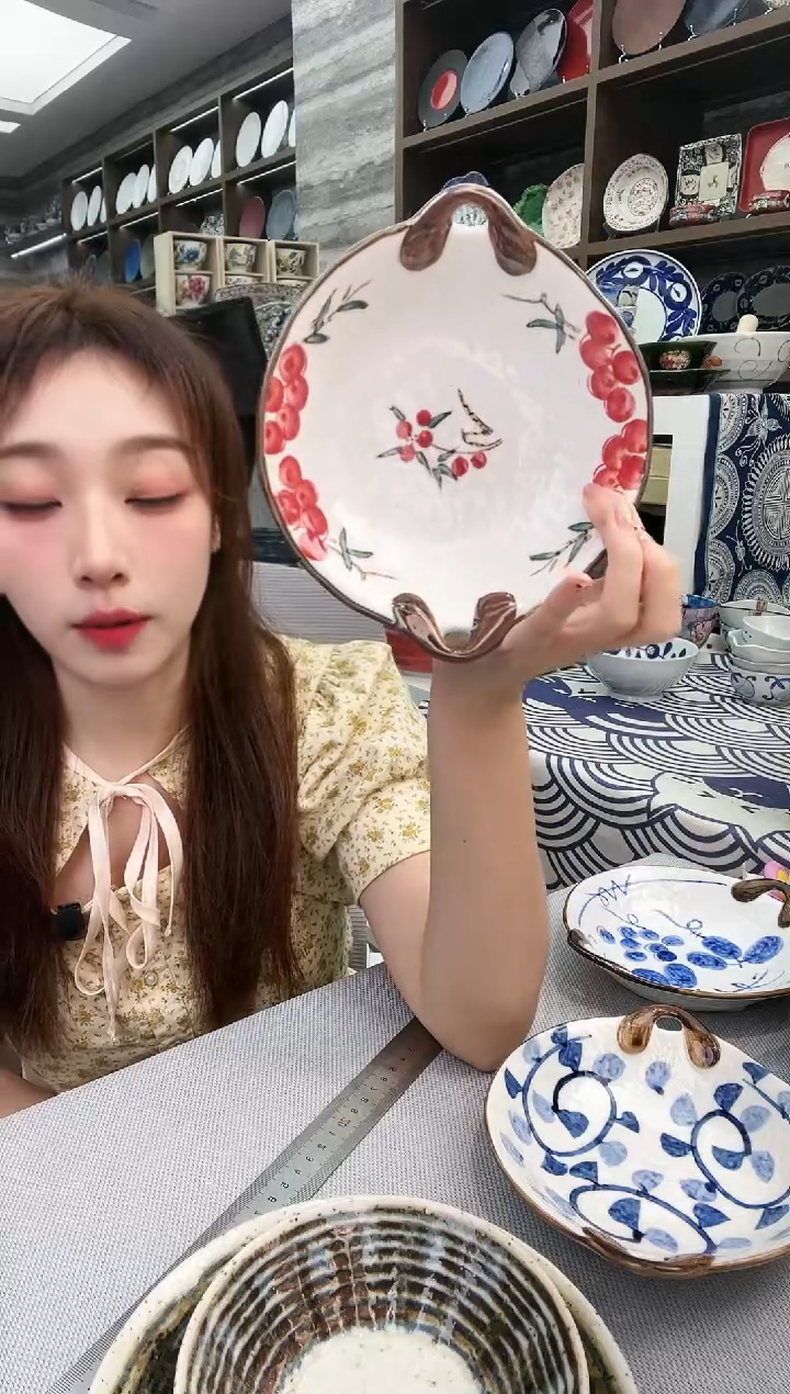 瓷手绘双耳煮物钵16cm