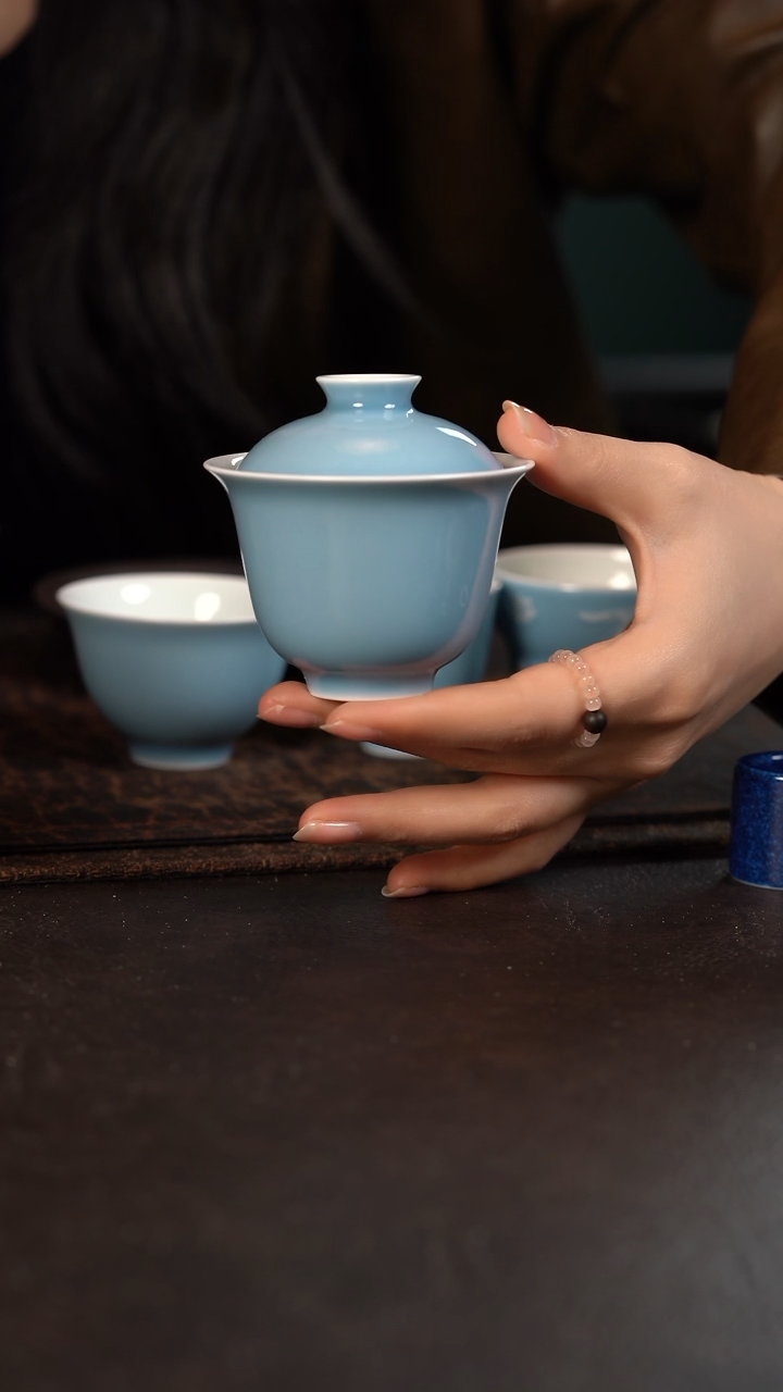 【闪购商品】杯初蓝舍天青纯色盖碗