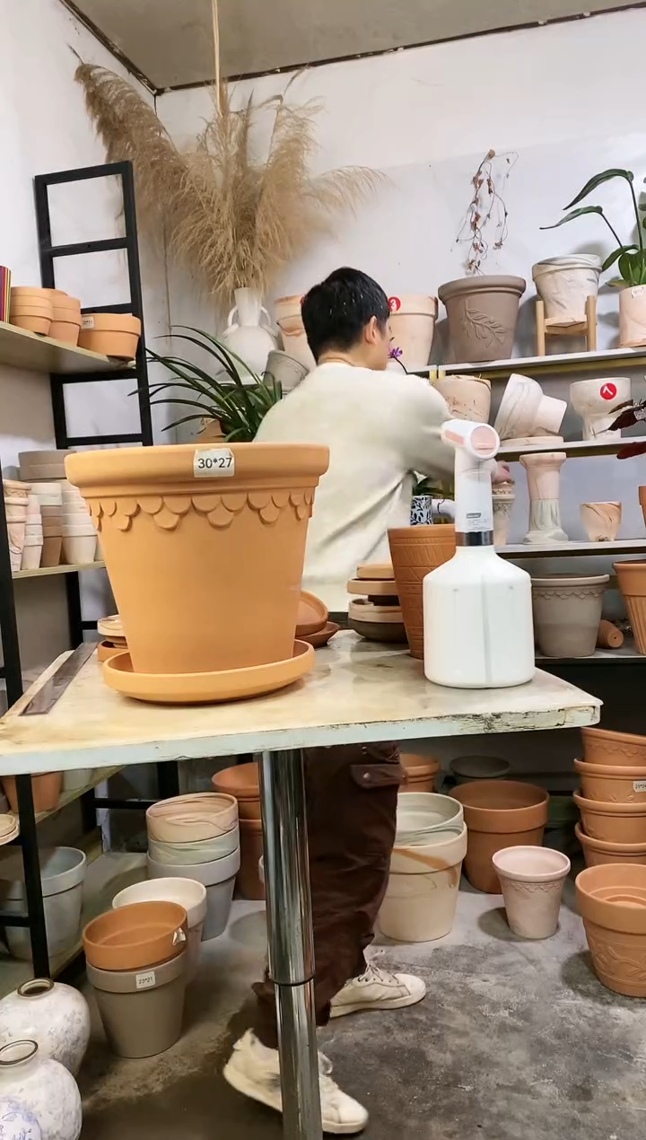 【闪购商品】红陶30*28红陶巴洛克 1盆1托