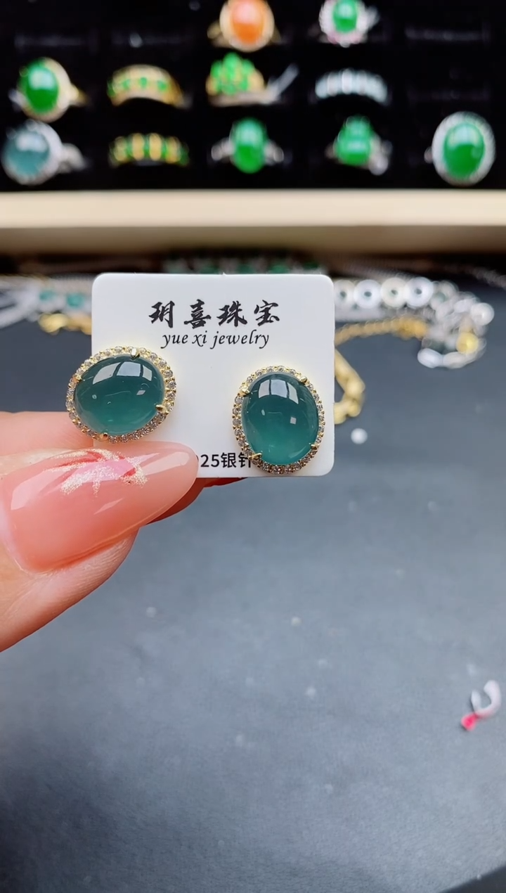 【闪购商品】翡翠耳饰银S925镶嵌321321