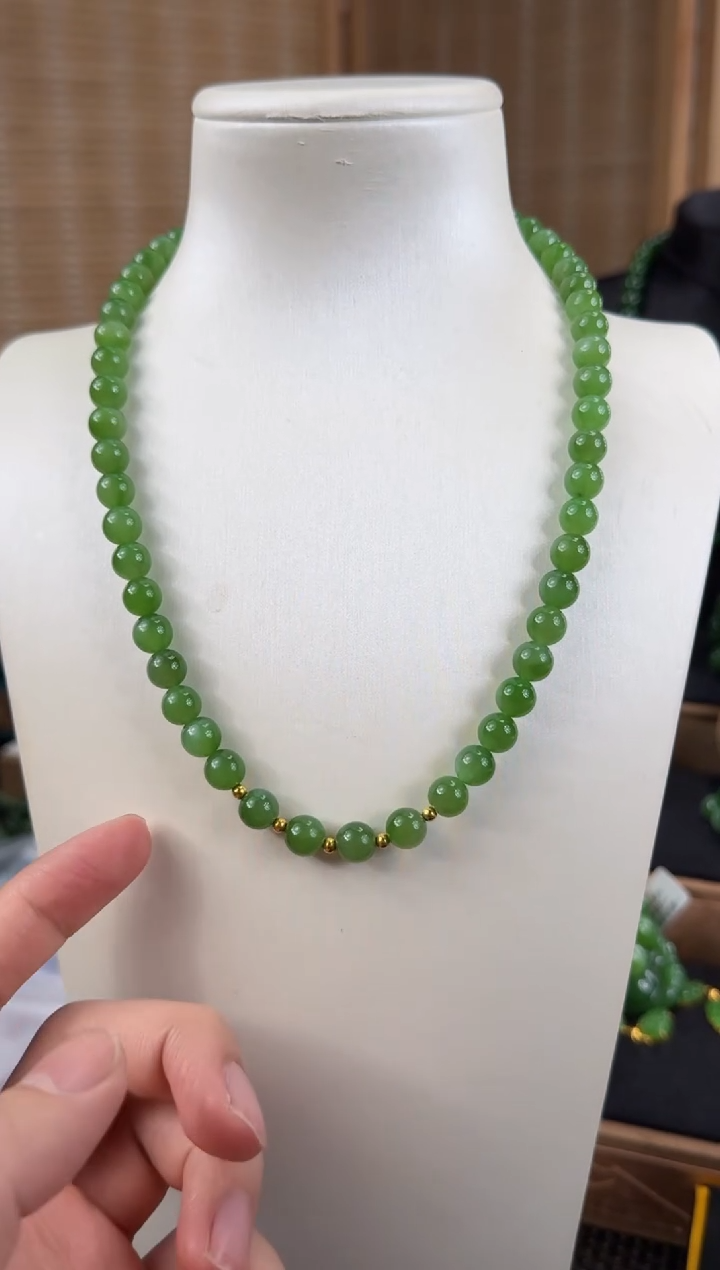 【闪购商品】和田玉（碧玉）项链18K金镶嵌 