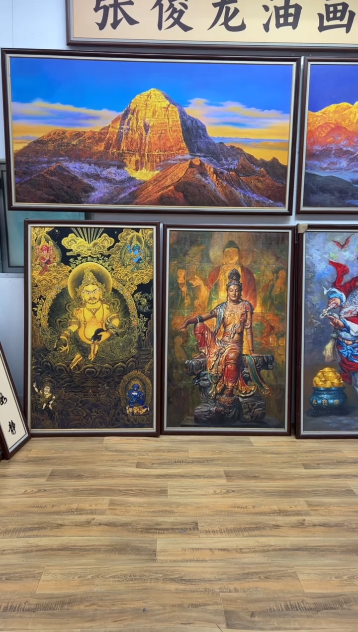 油画大*泉【张俊龙】冈仁波齐办公室客厅茶室玄客厅挂画油画版画