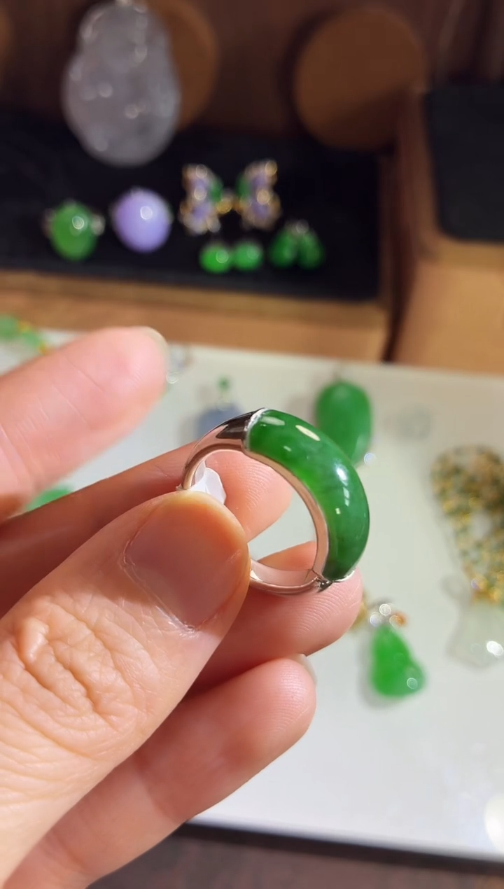 银S925镶嵌戒指翡翠用****7戒指