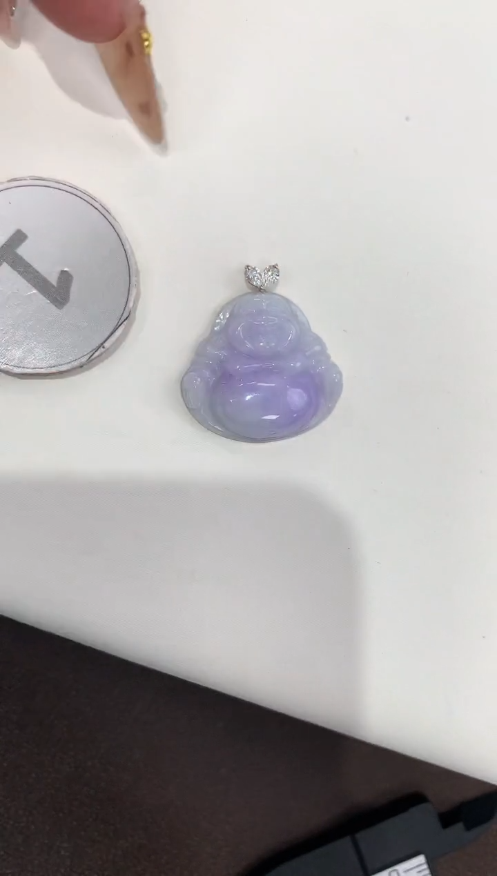 颈饰18K金镶嵌翡翠天然缅甸a货翡翠