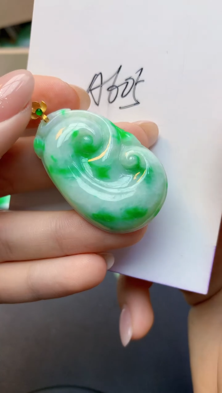 颈饰18K金镶嵌翡翠天然A货缅甸翡翠百元以上9元证书费自理