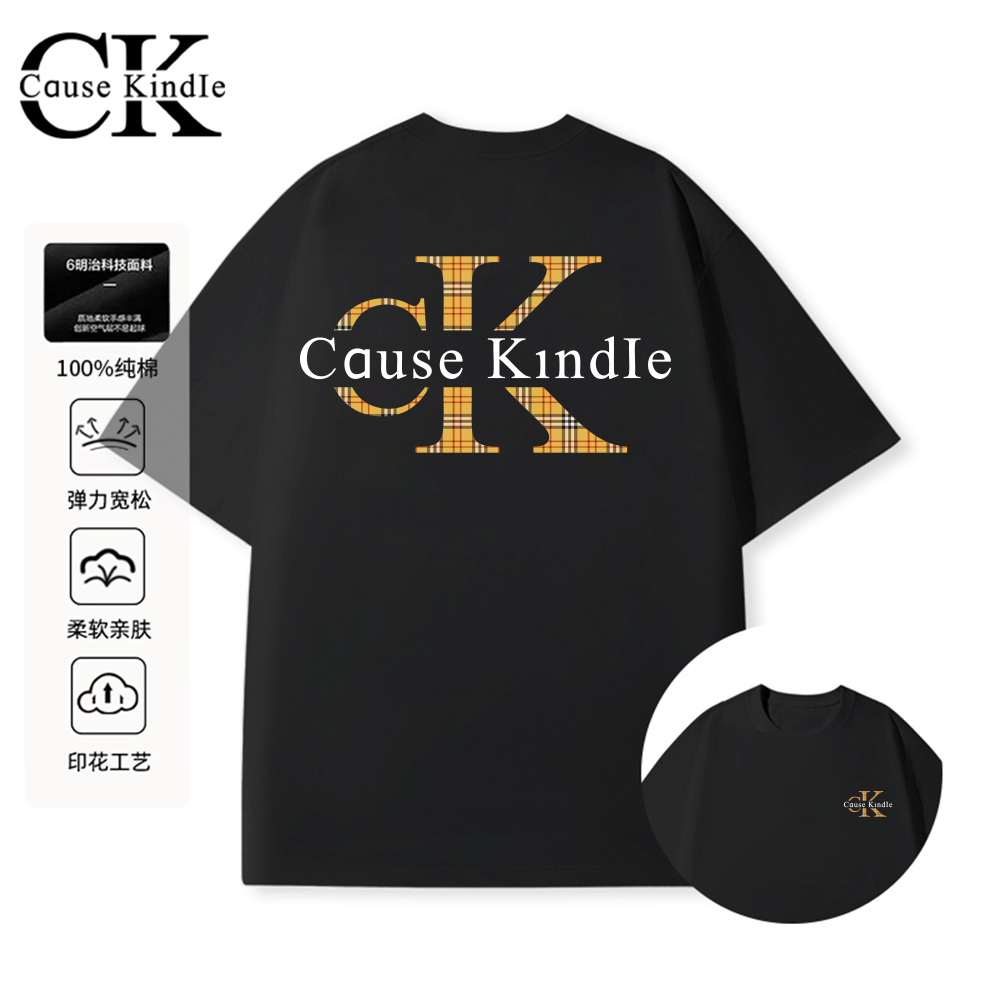 CAUSE KINDLE正品重磅纯棉经典格子印花时尚潮流休闲短袖202530