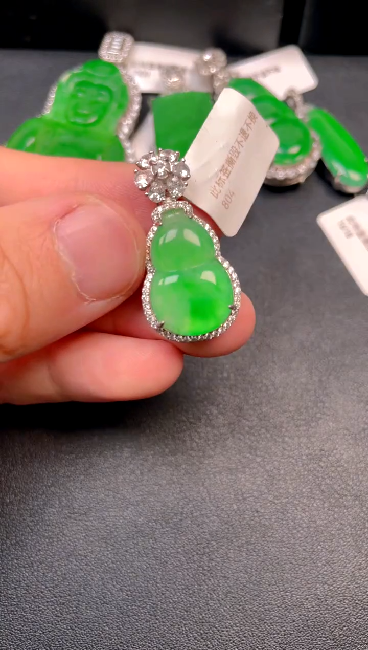 吊坠(不含链)银S925镶嵌翡翠吊坠