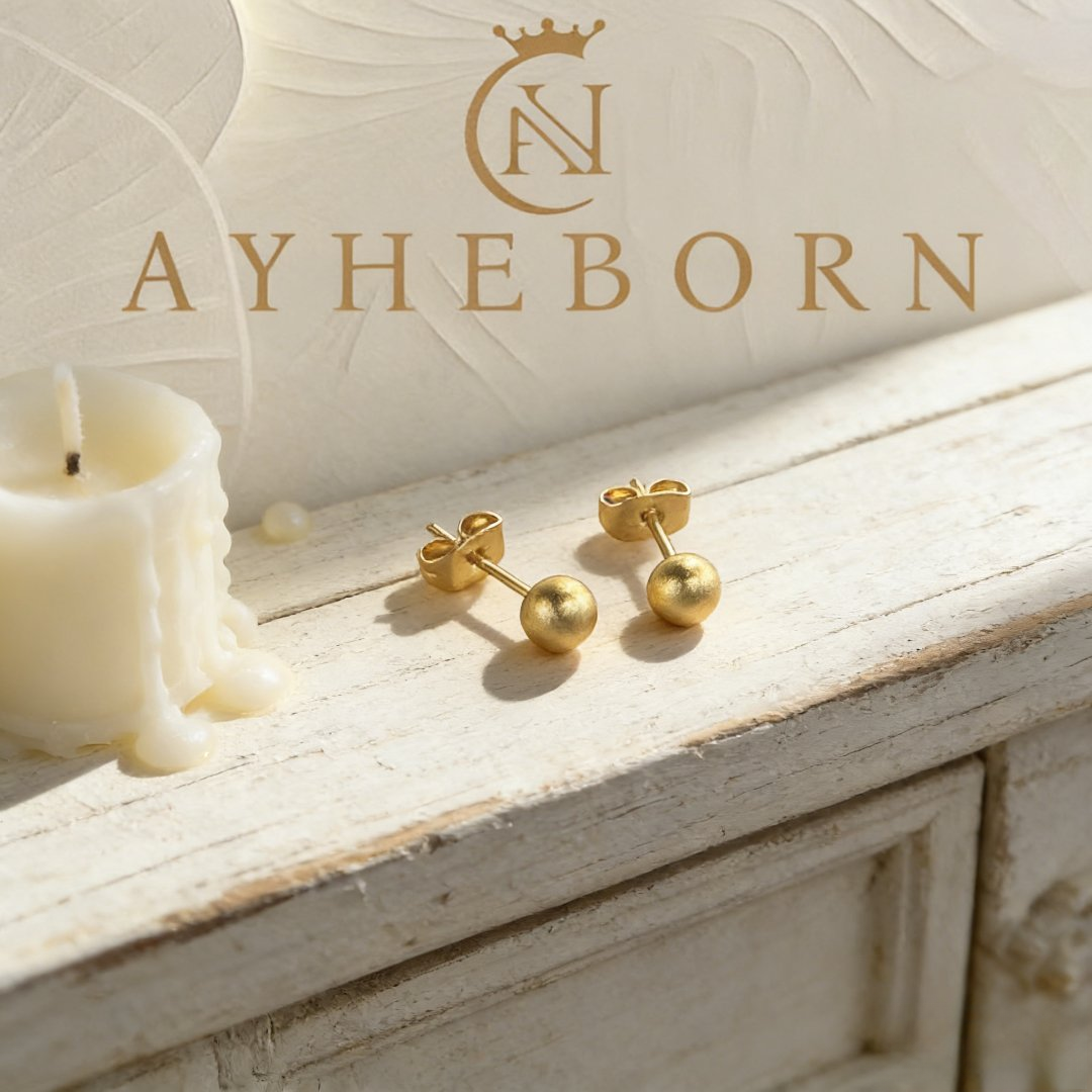 镀K金 艾赫本AYHEBORN-古法豆豆耳钉-LZ760001