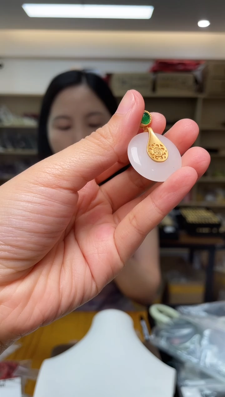 和田玉银S925镶嵌颈饰（多样性单个发货）