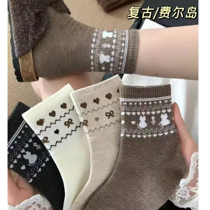 秋冬百搭新款复古风中筒袜TV0084