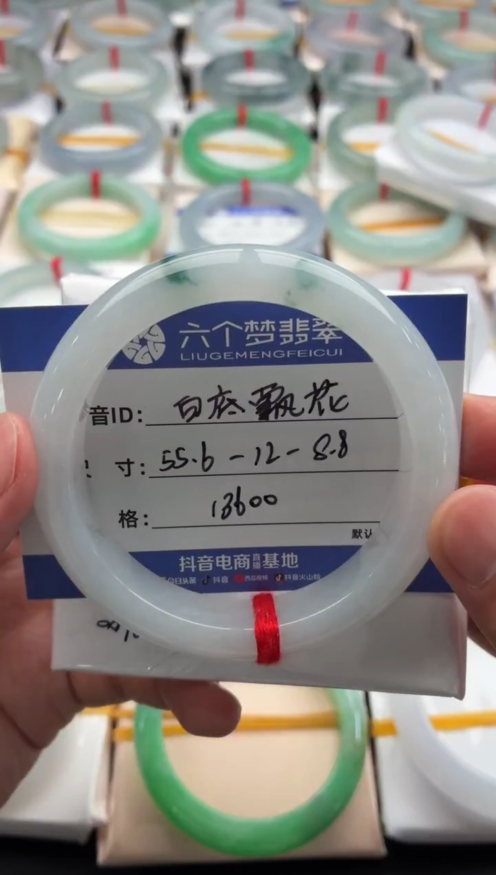 未镶嵌手镯翡翠白底飘花 48小时鉴赏期