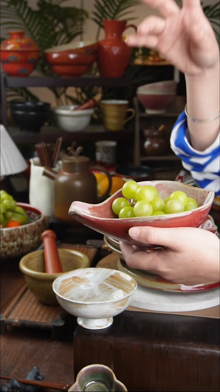 碗景德镇手工高温餐具钧红花瓣碗