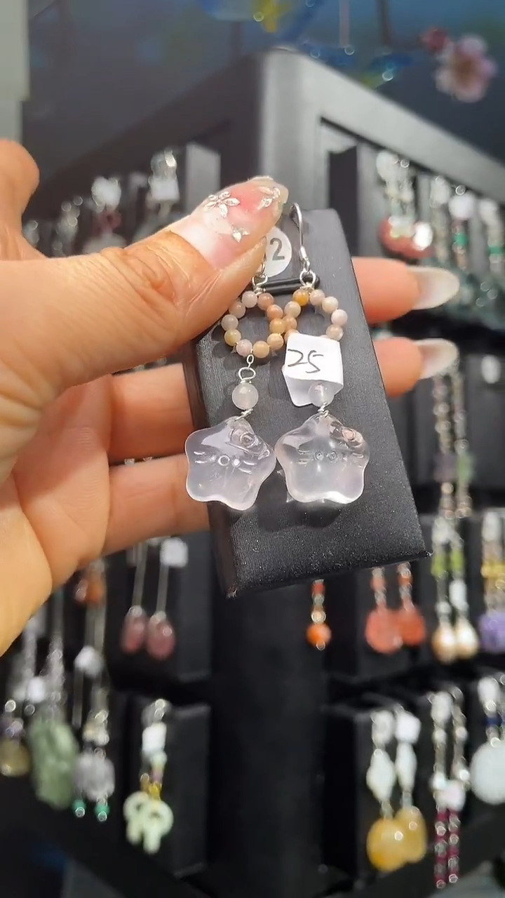 银S925镶嵌耳饰紫晶小**了喜欢拍